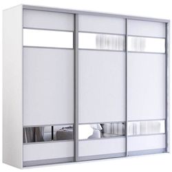 cumpără Dulap Mobildor-Lux Fox uși glisante din PAL cu elemente din oglindă (240x60x200H cm) Alb în Chișinău 