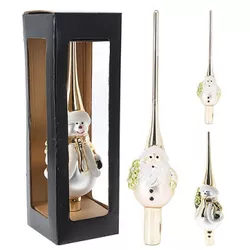 cumpără Decor de Crăciun și Anul Nou Promstore 54201 Virf de brad 25cm din sticla Mos Craciun/Om de zapada, auriu (în sort.) în Chișinău 