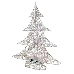 cumpără Figurină cu lumină Promstore 56535 Figurina luminoasa Brad, 60LED, 60cm, 3xAA, culoare perlata, alb-cald în Chișinău 