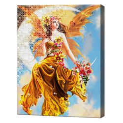 Осенняя фея, 40x50 см, комбо-набор числовой росписи + алмазная мозаика, YHDGJ74636