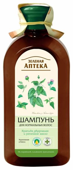 Шампунь-Для нормальных волос. Крапива двудомная и репейное масло "ЗЕЛЁНАЯ АПТЕКА"