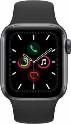 Apple Watch Series 5 44mm/Space Grey Aluminium Case With Black Sport Band, MWVF2 GPS