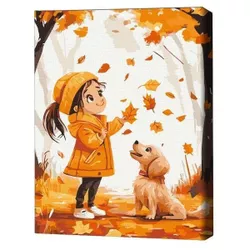 купить Картина по номерам BrushMe KBS0170FC 30x40cm (fără cutie) Plimbare de toamnă cu un prieten в Кишинёве 