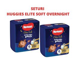 1 Set 2 pachete scutece-chiloțel, de noapte, Elite Soft Overnights 6  (15-25 kg), 16 buc