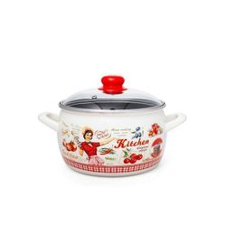 купить Кастрюля Metalac 51703 эмалированная Kitchen 20cm, 4.2l, крышка стекло в Кишинёве 