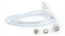 Magnetic cable combo Type-C/Apple/MicroUSB 1.0 m, Silver, Cablexpert, CC-USB2-AMLM31-1M
