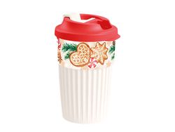 Стакан Phibo 450ml с клапаном Christmas, красный