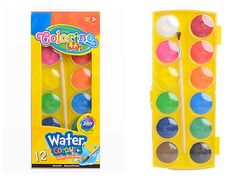 Vopsea acuarelă mare 12 cul + pensula Colorino