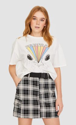 Юбка Stradivarius Серый в клетку 8528/168/004