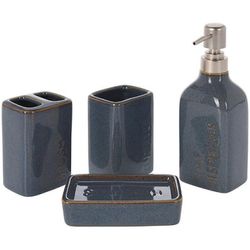 купить Набор для ванной Promstore 49694 Set pentru baie din ceramica Bathroom (4 unit) Engraved Text в Кишинёве 