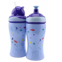 cumpără Cană cu pai Nuby NV04017BLUE набор 2шт 360ml Pop-up cup(18m+) + Flip-it(12m+) Blue în Chișinău 