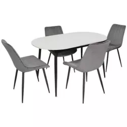 купить Комплект стол и стулья Evelin di Costacurta cтол DT-533R B + 4 стула YTC-055B Bluvel-14 (Dark grey) в Кишинёве 