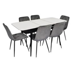 купить Комплект стол и стулья Evelin di Costacurta стол DT-531R B + 6 стульев YTC-080B Blu-14 (Dark grey) в Кишинёве 