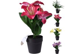 Floare artificiala "Crin" 27cm, in ghiveci