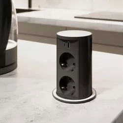 cumpără Priză electrică ASA Plastici 060.47F.00114 Versalift round version 2 sockets F + 1 USB 5V (A+C) White methacryate în Chișinău 