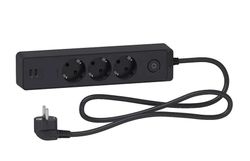 купить Фильтр электрический Schneider ST943U3B, 3 locuri + 2 USB + intr. 16A 3m в Кишинёве 