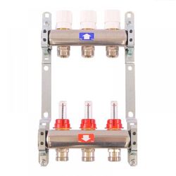Коллектор INOX 3 вых. в сборе с расходомером 1" х 3/4" PN6 ITAP