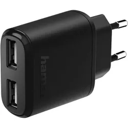 купить Зарядное устройство сетевое Hama 183227 Charger, 2-Port USB, 2.4 A, black в Кишинёве 