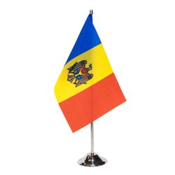 Флажок настольный 22,5x15 см на металлическом флагштоке - Молдова или друге страны