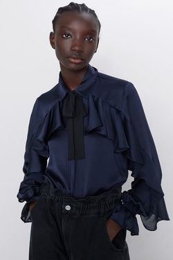 Блуза ZARA Темно синий zara 8782/895/401