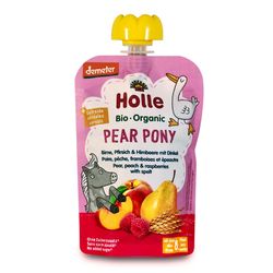 Пюре Pear Pony с грушей, персиком, малиной и пшеницей с 8 месяцев Holle Bio Organic, 100 г