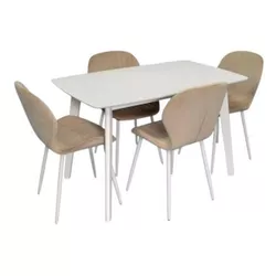 купить Комплект стол и стулья Evelin di Costacurta стол COOPER White + 4 стула YTC-064Wh UF910-01 Light beige в Кишинёве 