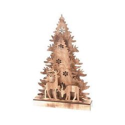 cumpără Decor de Crăciun și Anul Nou Holland 03291 Сувенир деревянный 16LED Елка с оленями 38x24x5cm în Chișinău 