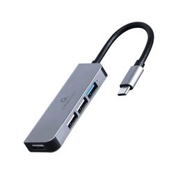USB  3.0 Hub 4-port: Type-C to 3*USB2.0/1*USB3.1, Gembird "UHB-CM-U3P1U2P3-01", Silver