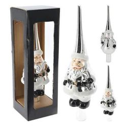 cumpără Decor de Crăciun și Anul Nou Promstore 54204 Varf de brad Mos Craciun, om de zapada 28cm, argintiu în Chișinău 