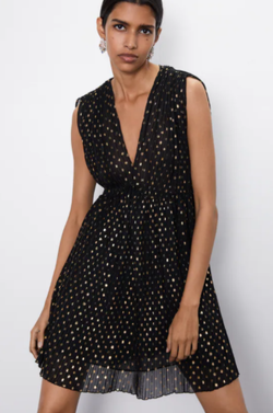 Платье ZARA Чёрный в горошек 7969/231/830
