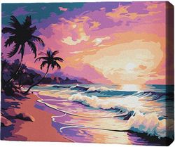 cumpără Tablou pe numere BrushMe RMG0016FC 30x40сm (fără cutie) Apus tropical în Chișinău 