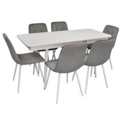 cumpără Set masă și scaune Evelin di Costacurta стол DT-432-1R Wh + 6 стульев YTC-080Wh Light grey în Chișinău 