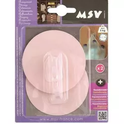 купить Аксессуар для ванной MSV 41003 Крючки самоклеющиеся 2шт круг 8cm, розов, пластик в Кишинёве 