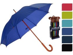 Зонт-трость мужской D134cm однотонный, деревянна ручка, 6 цв