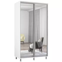 cumpără Dulap Mobildor-Lux Aron-S uși glisante din oglinzi (130x60x220H cm) Alb Brilliant în Chișinău 