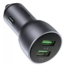 купить Зарядное устройство для автомобиля Ugreen 10144 2*USB-A Aluminum 3A 36W, Grey в Кишинёве