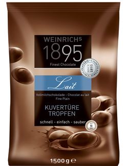 Кувертьюра молочного шоколада 36% какао в форме капелек Weinrichs 1895 1500g