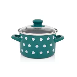 cumpără Cratiță Metalac 57047 Cratita emailata Green Dots 20cm, 4.0L, capac din sticla în Chișinău 