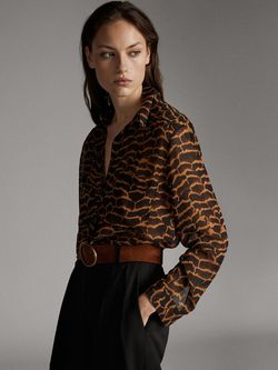 Блуза Massimo Dutti Черный с принтом 5117/806/800
