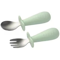 купить Посуда для кормления BabyOno 1665/04 Lingura si furculita din otel inoxidabil Green в Кишинёве 
