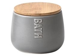 Borcan cu capac Tendance Bath D7.5X9.5cm sur, ceramica+bambus