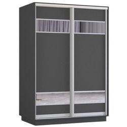 купить Шкаф Mobildor-Lux Fox uși glisante din PAL cu elemente din oglindă (160x60x220H cm) Anthracite в Кишинёве 