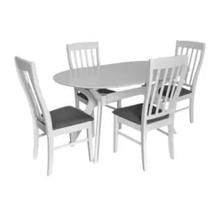 купить Комплект стол и стулья Evelin di Costacurta стол Raffles Oval White + 4 стула Wenyi White/NV-10WP Grey в Кишинёве 