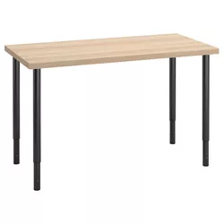 купить Офисный стол Ikea Lagkapten/Olov 120x60 Bleached Oak/Black в Кишинёве 