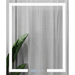 купить Зеркало для ванной Bayro Otto 600x800 LED touch c подогревом, часами и термометром в Кишинёве 
