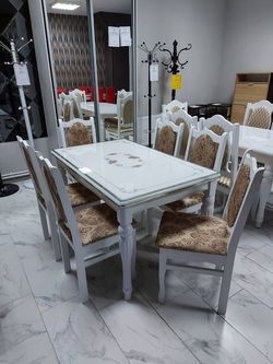 Комплект стол DT A20 белый + 6 стульев Konsul alb veneziano 02