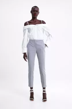 Брюки ZARA Белый в полоску 1608/032/043
