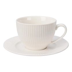 cumpără Cană Promstore 03315 Cană 240ml cu farfurie Siaki Ribbed, New Bone, porțelan în Chișinău 