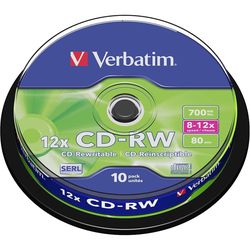 купить Диск оптический Verbatim VER_43480 CD-RW SERL 700MB 12X Spindle 10pcs. в Кишинёве 