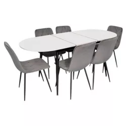 купить Комплект стол и стулья Evelin di Costacurta стол DT-533R B + 6 стульев YTC-080B Blu-14 (Dark grey) в Кишинёве 